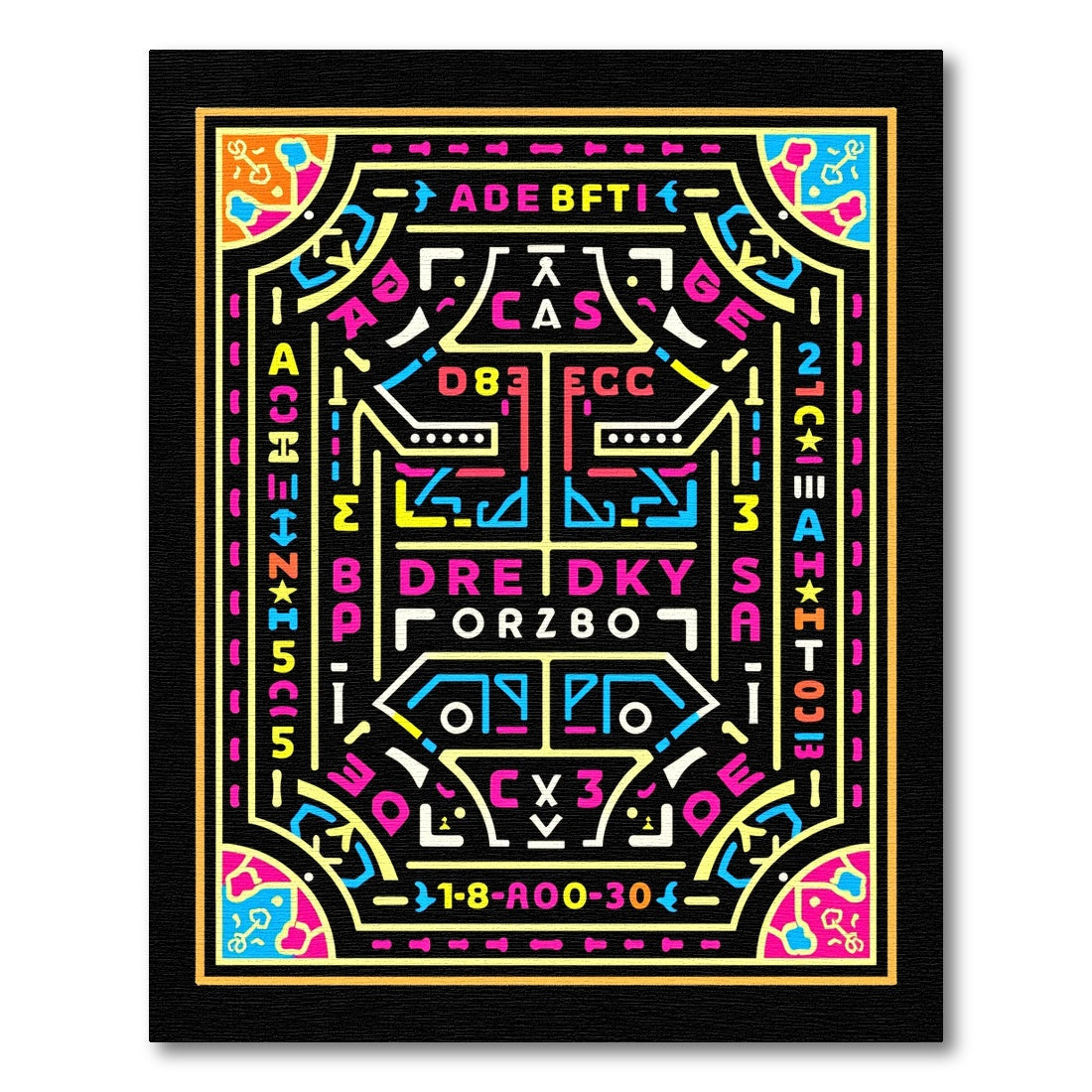 Cyberpunk Neon Geometric Abstract Rug