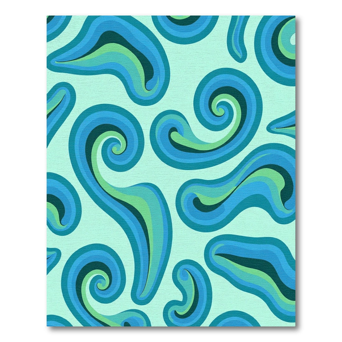 Cool Blue Swirling Waves Rug
