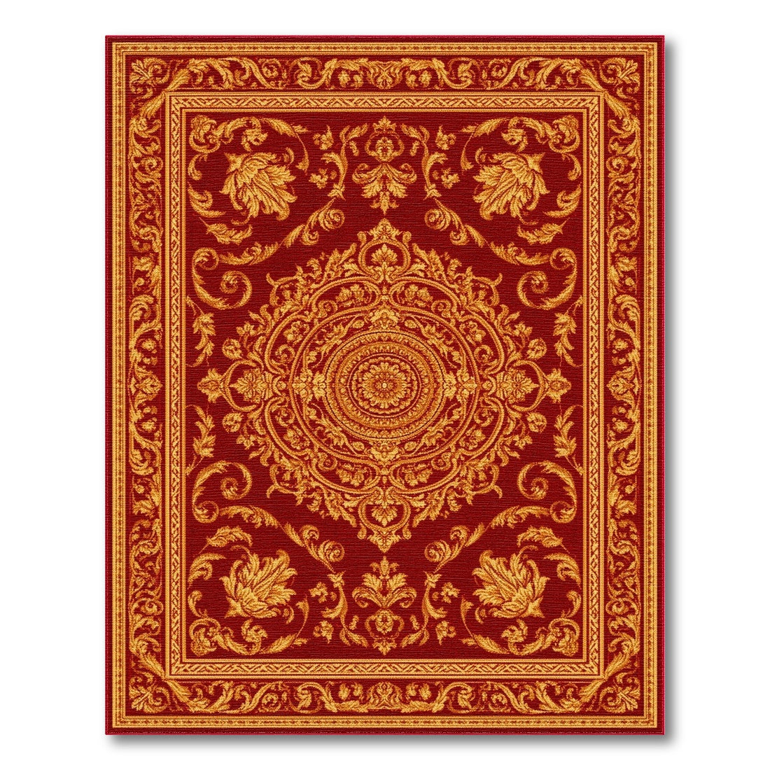 Red Gold Medallion Traditional Persian Area Rug