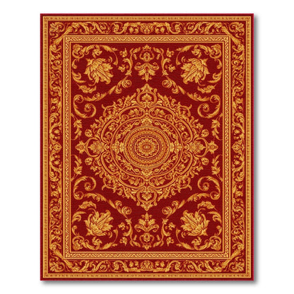 Red Gold Medallion Traditional Persian Area Rug