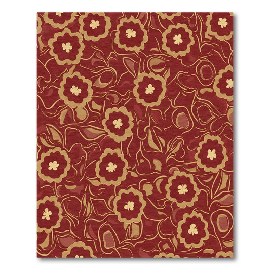 Crimson Golden Floral Vine Rug