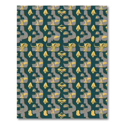 Jade And Gold Abstract Sculptural Forms Rug