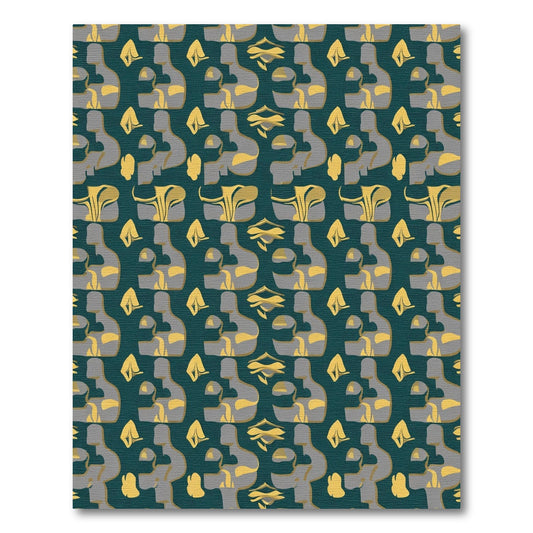 Jade And Gold Abstract Sculptural Forms Rug