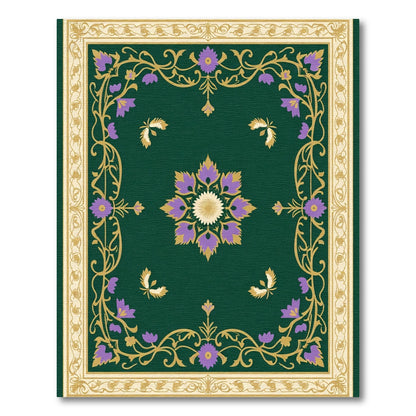 Emerald Green Floral Garden Medallion Rug