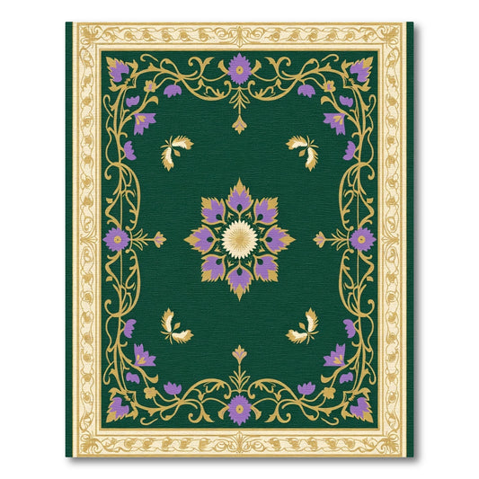 Emerald Green Floral Garden Medallion Rug