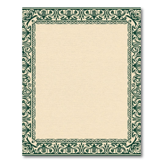 Deep Emerald Arabesque Border Accent Rug