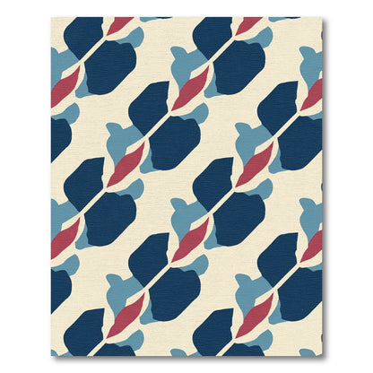 Abstract Navy Blue Organic Shapes Rug