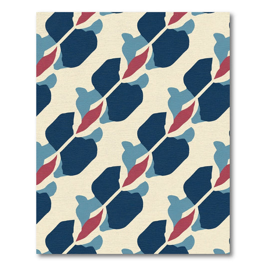 Abstract Navy Blue Organic Shapes Rug