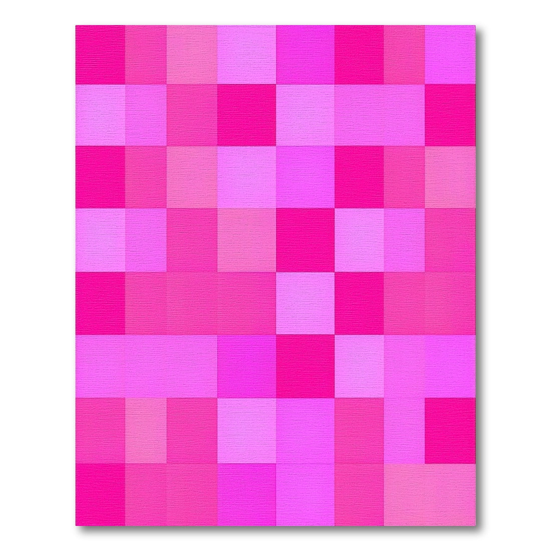 Pink Vibrant Pink Checkered Geometric Area Rug