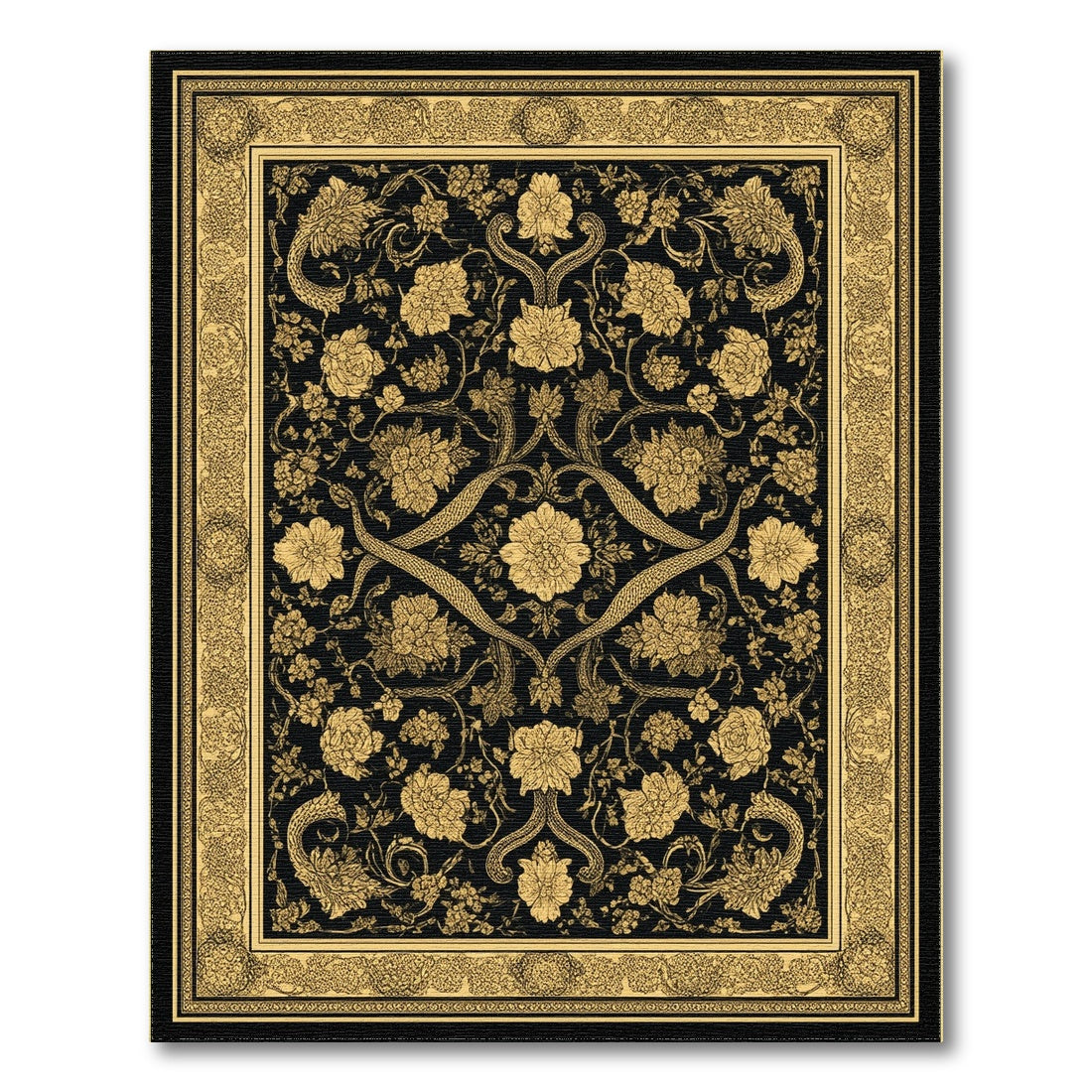 Floral Vintage Gold Floral Vintage Area Rug