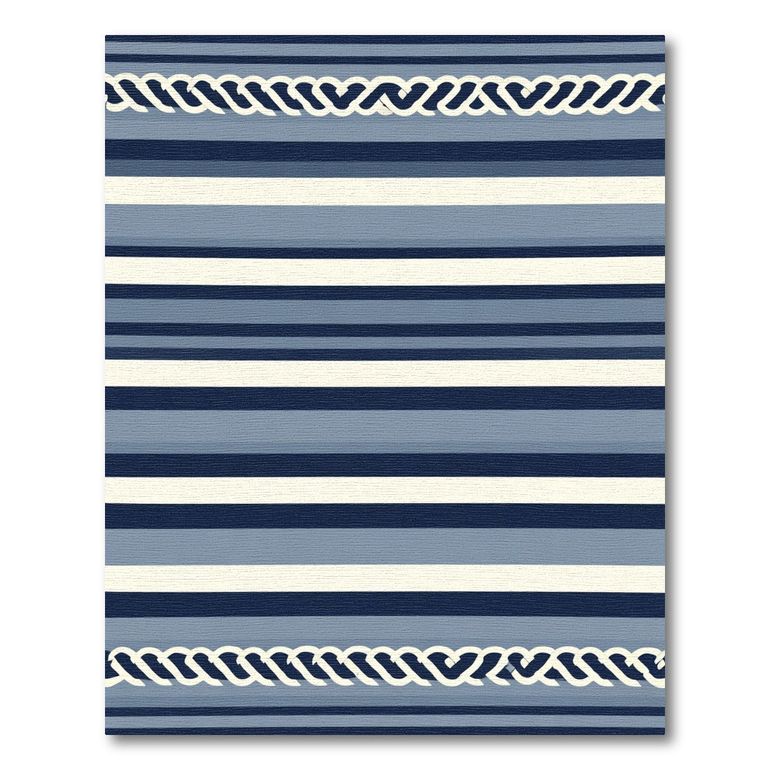 Nautical Blue And Cream Horizontal Stripes Rug