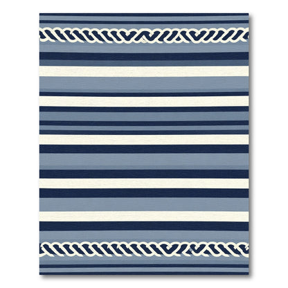 Nautical Blue And Cream Horizontal Stripes Rug