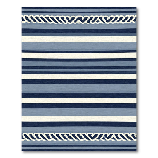 Nautical Blue And Cream Horizontal Stripes Rug