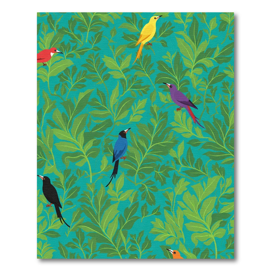 Tropical Birds Among Green Leaves Rug