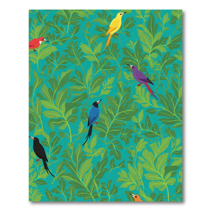 Tropical Birds Among Green Leaves Rug