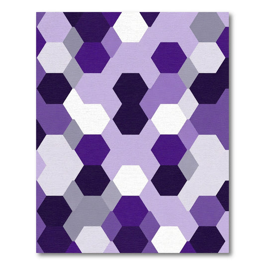 Purple Hexagonal Geometric Collage Rug