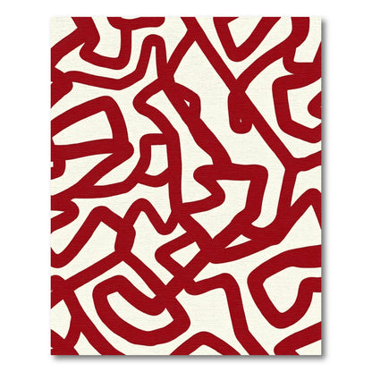 Bold Red Abstract Swirl Rug