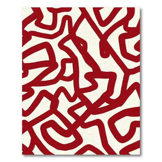 Bold Red Abstract Swirl Rug