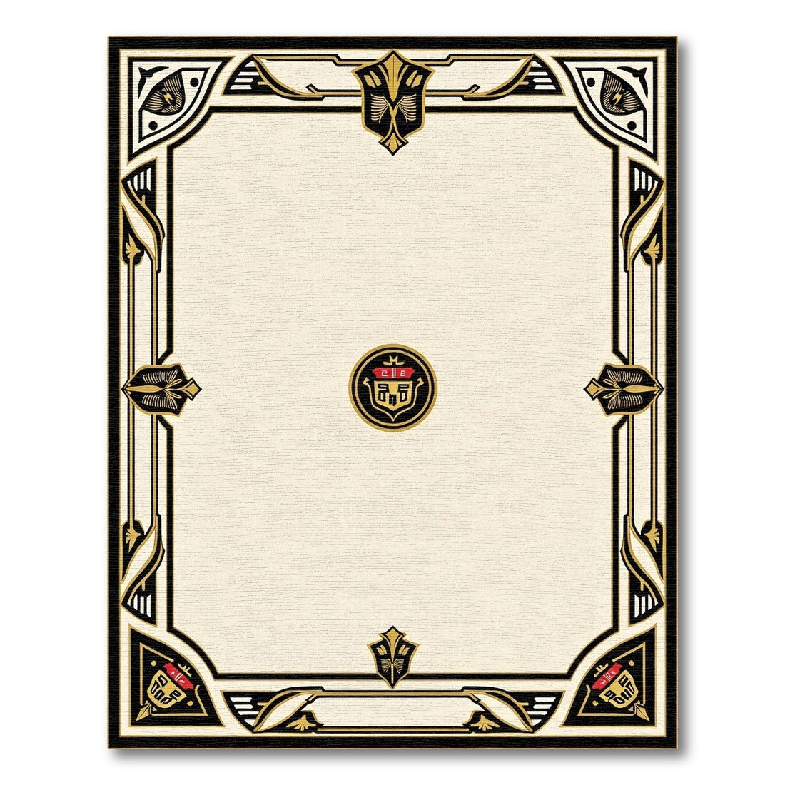 Gold Black Shield Frame Rug