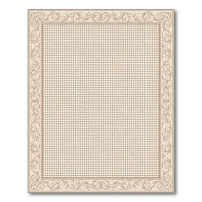 Beige Houndstooth Floral Vintage Border Area Rug