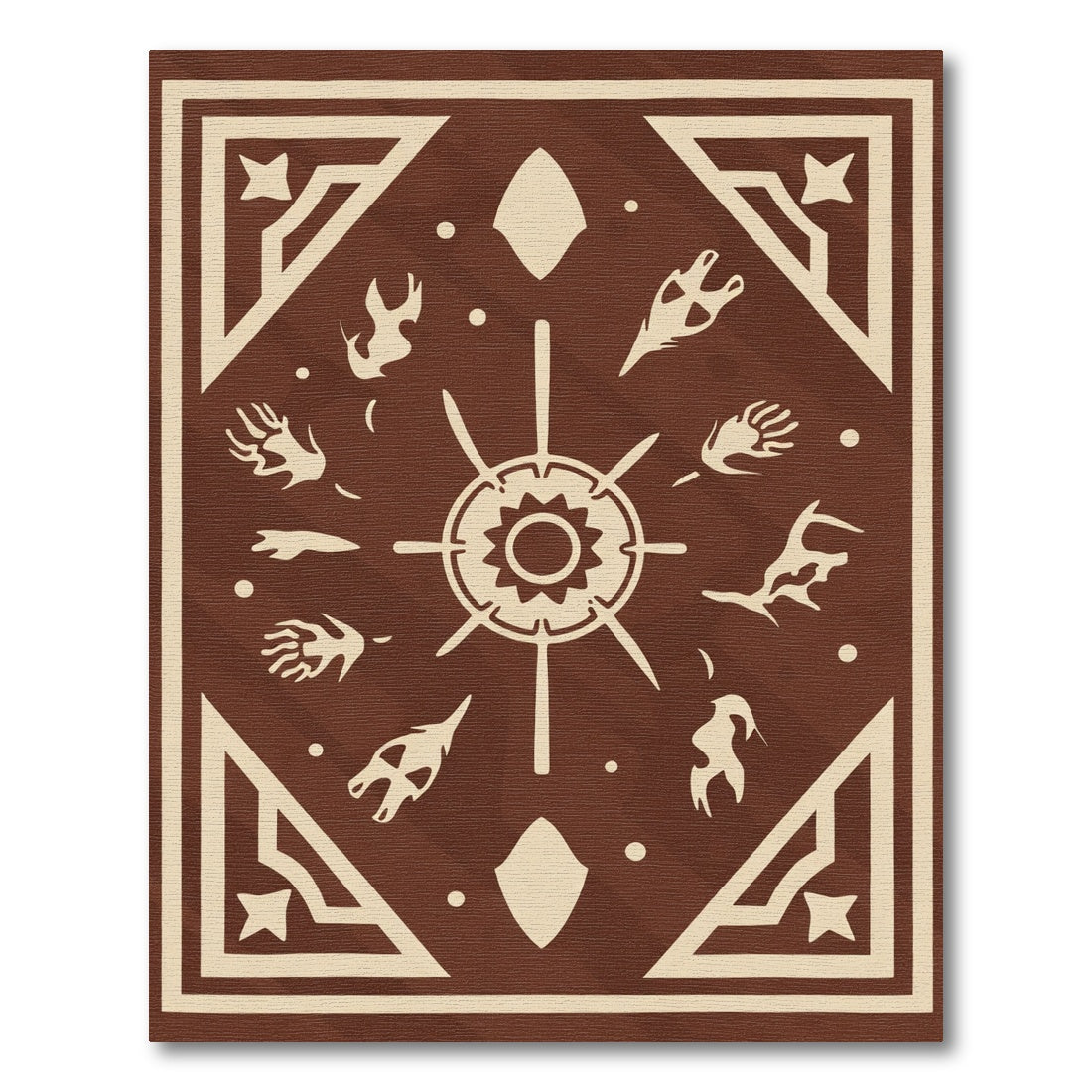 Brown Beige Tribal Sunburst Rug