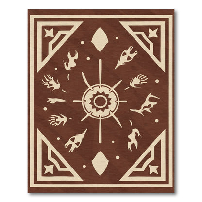 Brown Beige Tribal Sunburst Rug