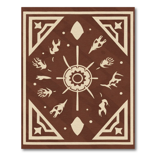 Brown Beige Tribal Sunburst Rug