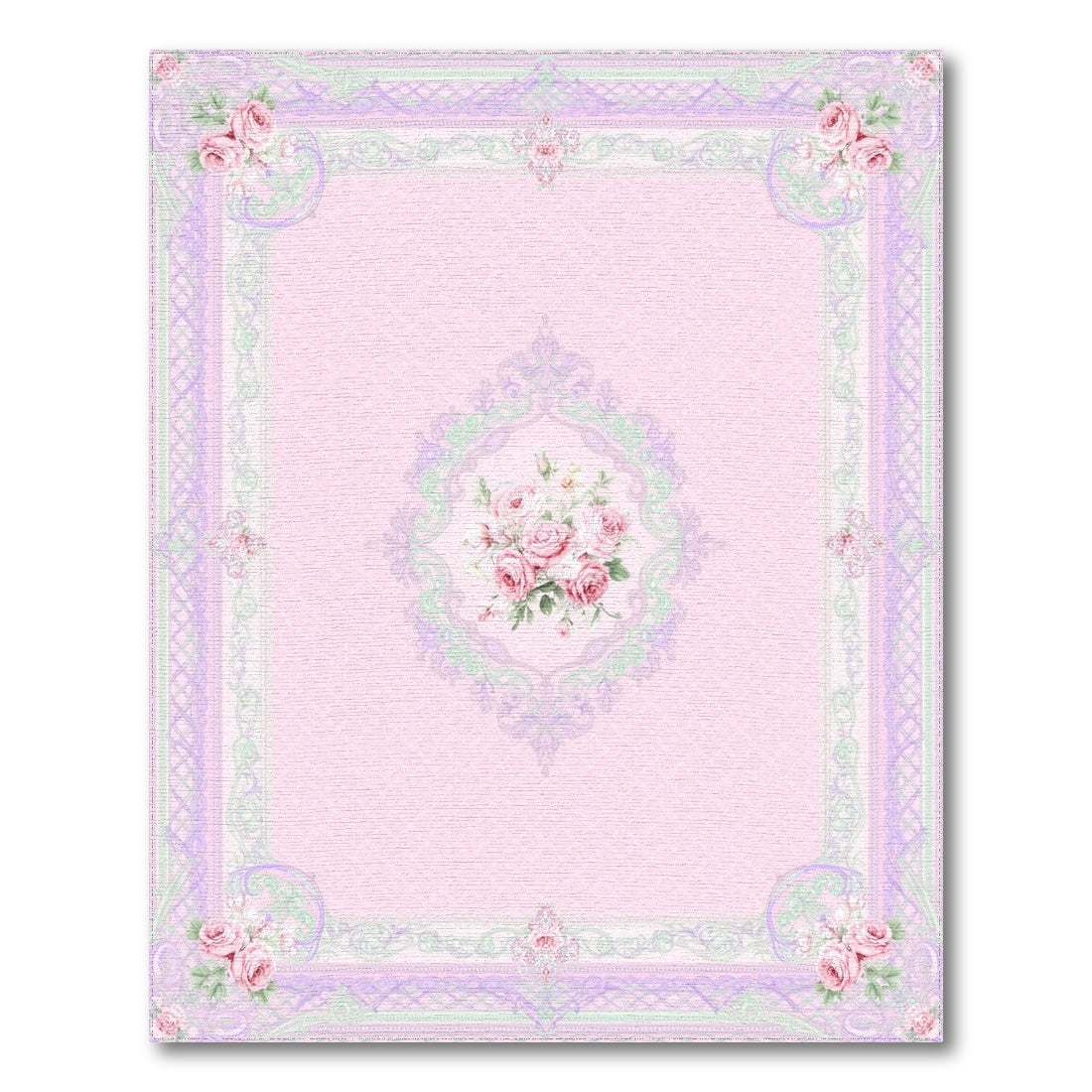 Pink Rose Floral Vintage Area Rug