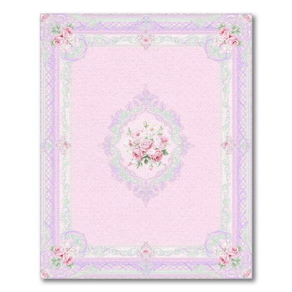 Pink Rose Floral Vintage Area Rug