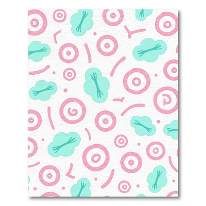 Whimsical Pink Blue Cloud Dot Rug