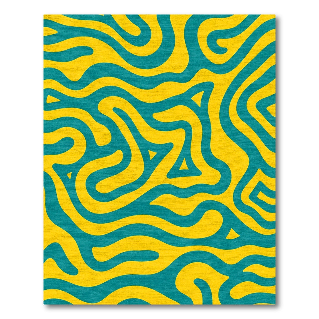 Teal Swirl Yellow Abstract Waves Rug