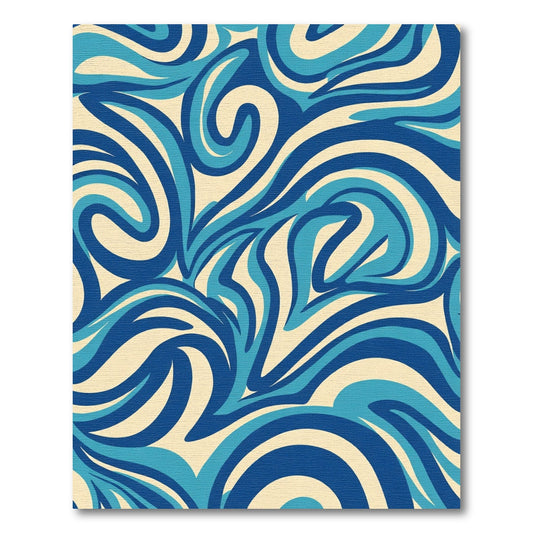 Flowing Blue Cream Abstract Swirls Rug