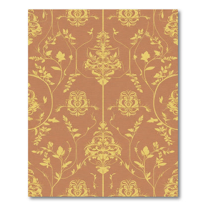 Terracotta Yellow Floral Baroque Scroll Rug