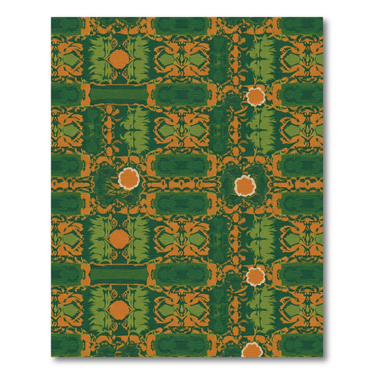 Emerald Orange Organic Geometric Rug