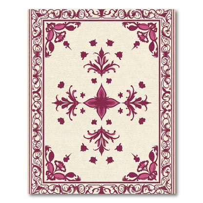 Deep Rose Vine Swirl Accent Rug