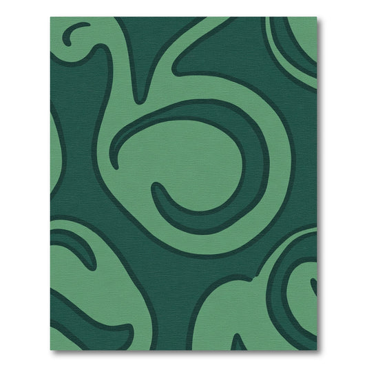 Dark Green And Emerald Swirl Serpentine Rug