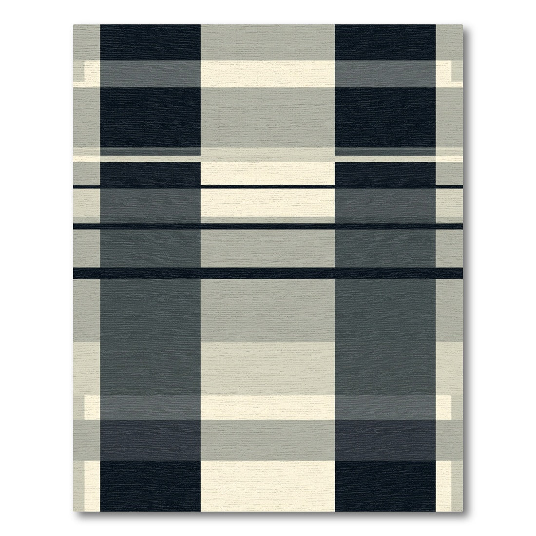 Modern Gray Tartan Plaid Block Rug