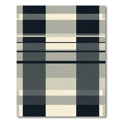 Modern Gray Tartan Plaid Block Rug