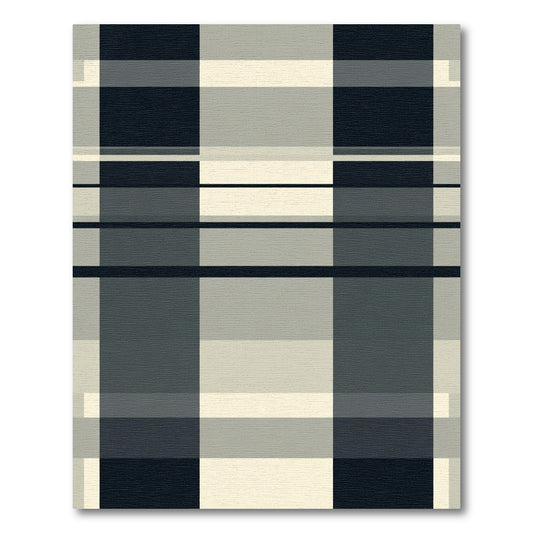 Modern Gray Tartan Plaid Block Rug