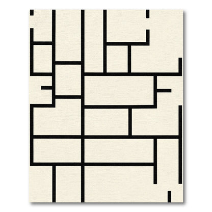 Minimalist Black White Geometric Layout Rug