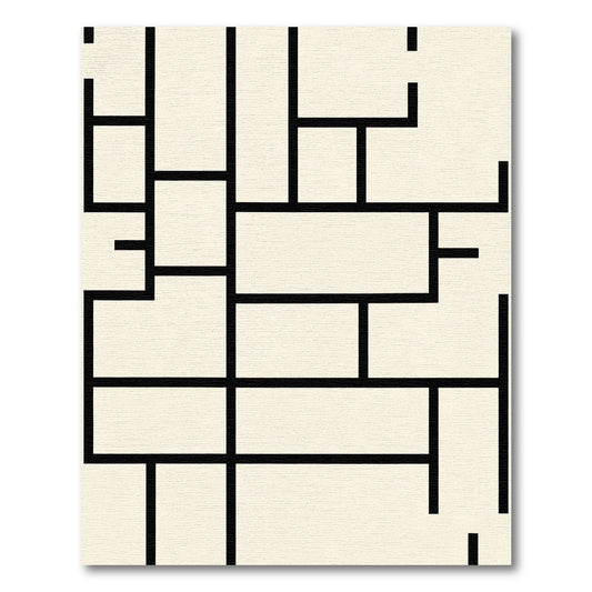 Minimalist Black White Geometric Layout Rug