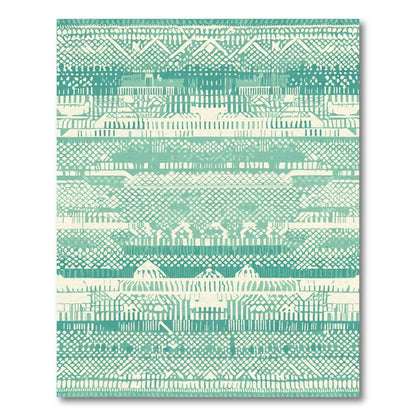 Teal cream eclectic geometric stripes Rug