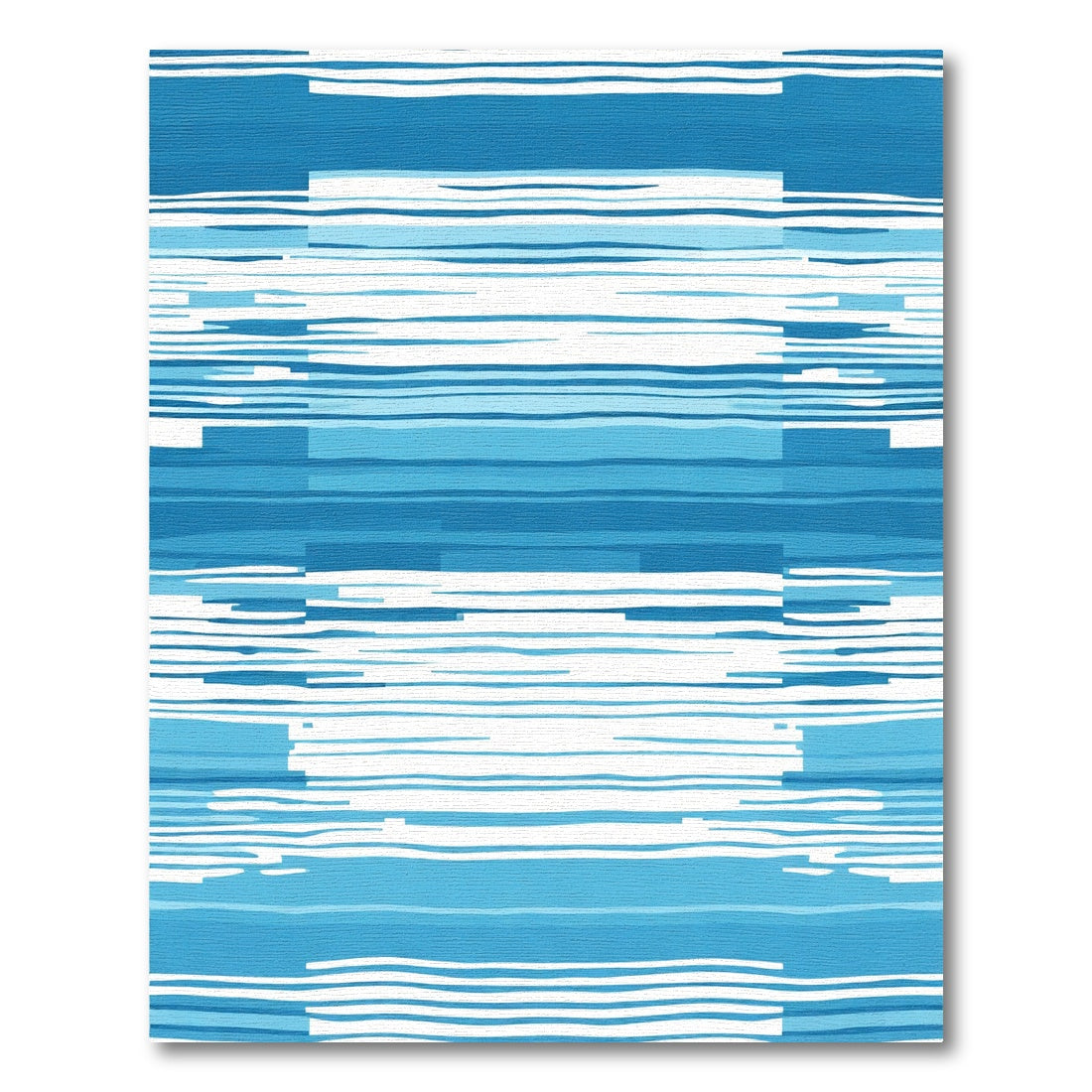 Abstract Blue Horizontal Stripe Rug