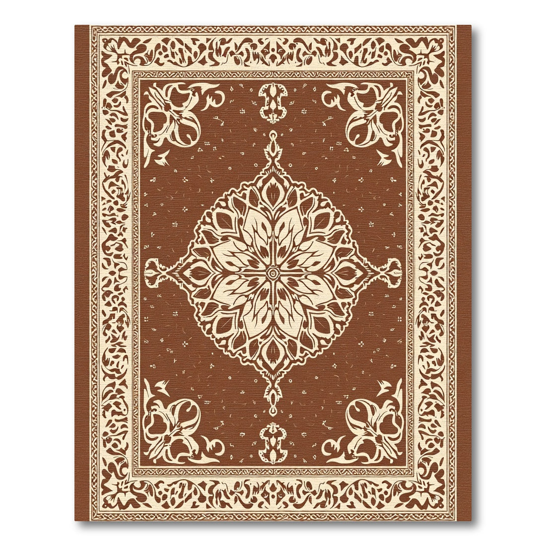Brown Beige Ornate Medallion Rug