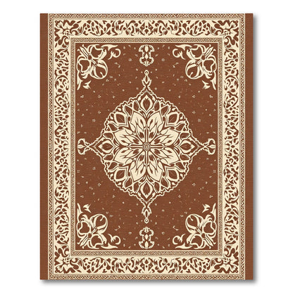 Brown Beige Ornate Medallion Rug
