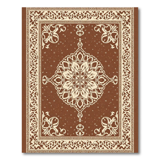 Brown Beige Ornate Medallion Rug