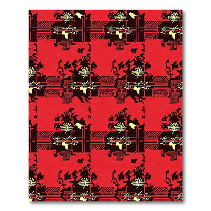 Bold Red Abstract Geometric Collage Rug