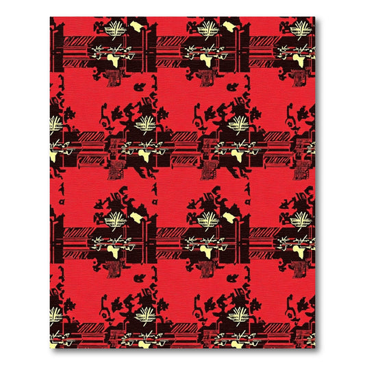 Bold Red Abstract Geometric Collage Rug