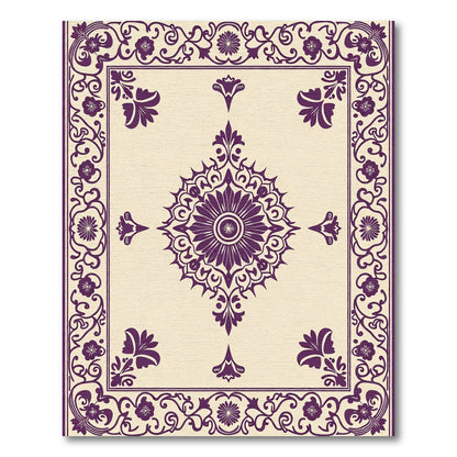 Ornate Purple Floral Medallion Border Rug