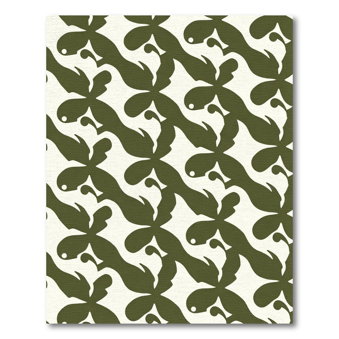Olive Green Organic Floral Arrangement Rug